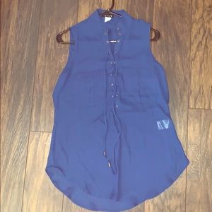 VENUS Navy Size L Sheer Sleeveless Top